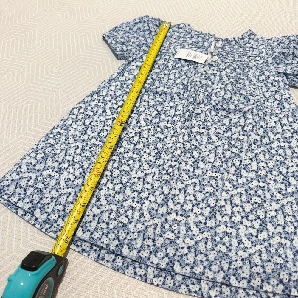 Baby GAP Toddler Girl‎ Dress 3T Blue Floral Cotton Puff Sleeve NWT Spring Summer
